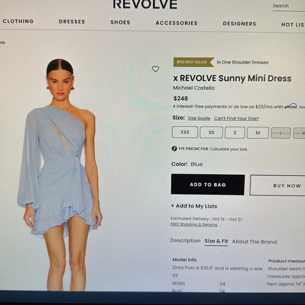 One-Shoulder Light Blue Ruffle Mini Dress - Picture 8 of 9